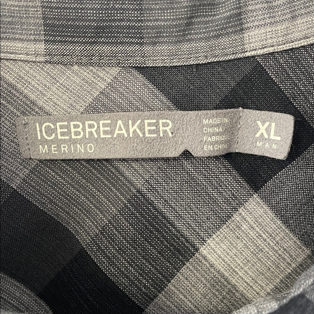 Icebreaker Departure II Merino Long Sleeve Shirt black grey plaid men’s size XL - Picture 3 of 15